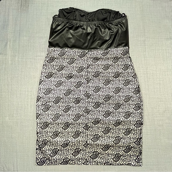 Janette Plus Dress Womens 3XL Black White Crochet Overlay Strapless Party Dress - Picture 7 of 14